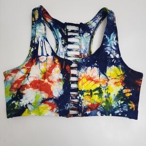 Zumba‎ Wear Worldwide Tie Dye Sports Bra Tank Peak A Boo Strechy Sz Small